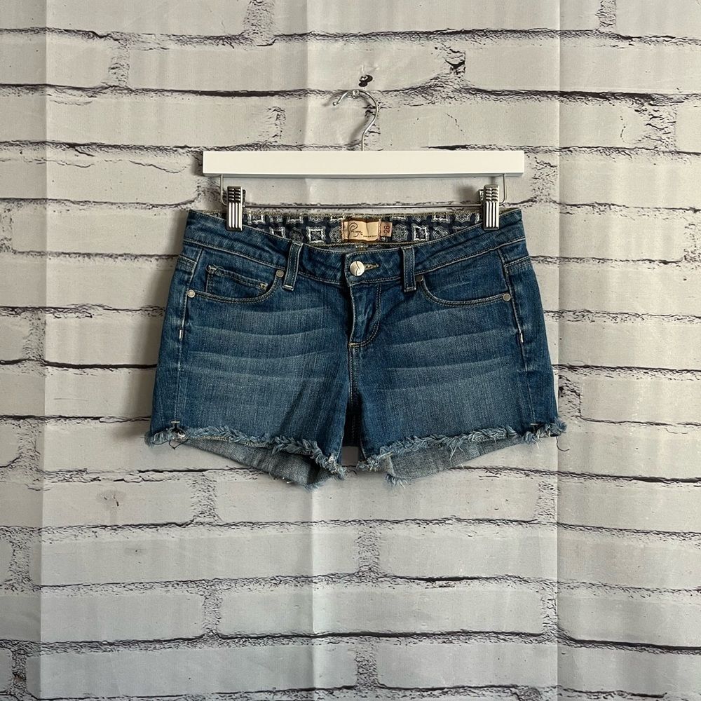Paige Silver Lake High Rise Denim Cutoff Shorts Size 26 Y2K Blue Vintage Stretch